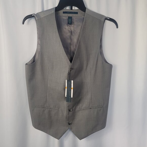Men's Perry Ellis Vest Waistcoat Size Small Gray Button Front NEW - Picture 1 of 13